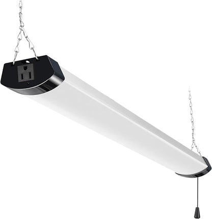hykolity 4FT 70W LED Shop Light Linkable, 8000lm(300w Equivalent), 5000K Utility Shop Lights for Garages, Workshops, Basements, Hanging or FlushMount, with Power Cord and Pull Chain, ETL, Black,1 Pack
