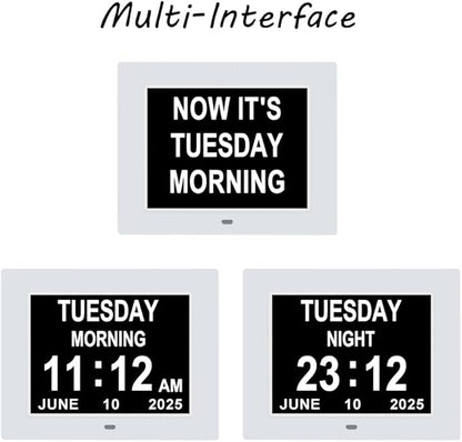 Jaihonda Dementia Clocks for Seniors Large Display Digital Clock with Date and Day of Week for Elderly 8 Alarm Options Digital Clocks with Large Number-7 Inch White