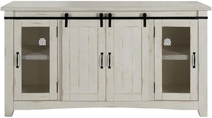 Martin Svensson Home Rustic 65” Solid Wood TV Stand with Storage, All Antique White
