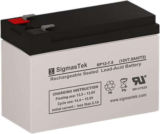 SigmasTek PCM Powercom Black Knight Pro BNT-800AP Compatible UPS Battery, 12V 7.5Ah F2