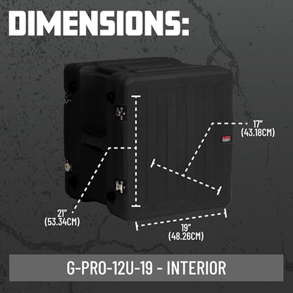 Gator Cases Pro Series 12U Rack Case with Standard 19" Depth, Roto Molded Made in USA (G-PRO-12U-19)