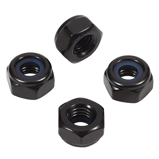 MewuDecor #6-32 Nylon Insert Hex Lock Nuts Locknuts, 304 Stainless Steel 18-8, Black Oxide, 50 PCS