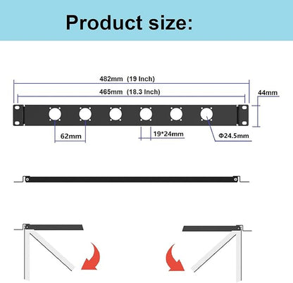 QiaoYoubang 1U Hinged Rack Panel 6D XLR HDMI Audio Rack Mount Panel for 19 inches Rack Mount (6D)