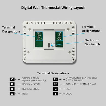 NonProgrammable Thermostat for Home, Digital Energy-Saving Thermostat,Single-Stage Systems, 1 Heat/1 Cool, Easy DIY Install, Blue Backlight