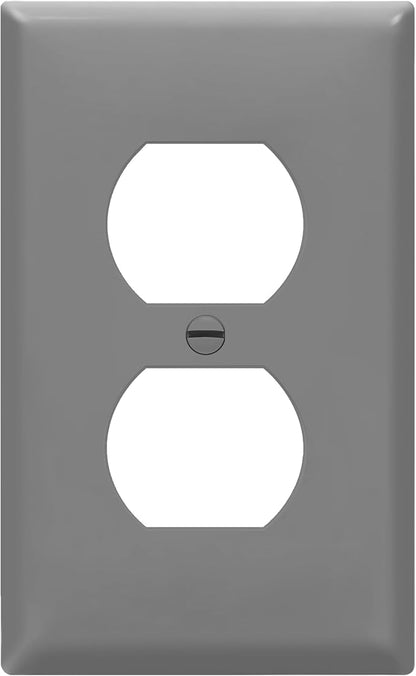 ENERLITES Duplex Receptacle Outlet Wall Plate, 1-Gang 4.50" x 2.76", Unbreakable Polycarbonate Thermoplastic, UL Listed, 8821-GY, Gray, Standard Size