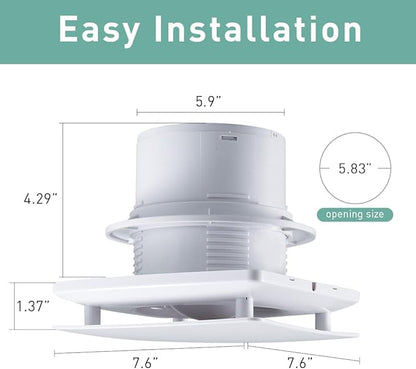 Hehou 5.9 Inch Bathroom Exhaust Automatic Fan Low Noise Window Wall Mount Vent Fan with Motion Sensor for Bathroom Kitchen Garage