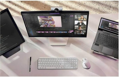 Logitech MX Brio Ultra HD 4K Collaboration, Streaming Webcam, 1080p at 60 FPS, Show Mode, Works with Microsoft Teams, Zoom, Google Meet, Nintendo Switch 2 New GameChat Mode - Pale Gray