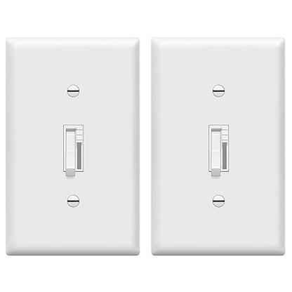 TG Digital Toggle Dimmer Light Switch for Dimmable LED, CFL and Incandescent Light Bulbs, Single Pole/ 3-Way, Wall Plate Included, UL Listed, 2 Pack, White