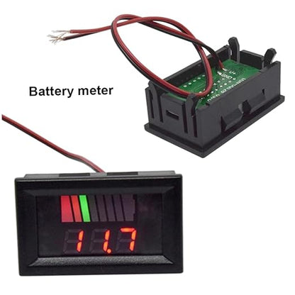 Battery Charge Level Indicator Car Battery Capacity Meter Tester Checker 12V-60V Red Motorcycle Checker Auto Tester Fuel Gauge Indicator
