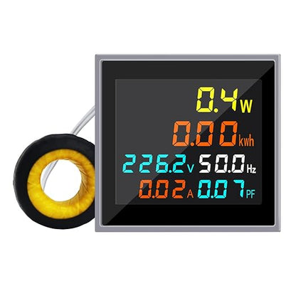KETOTEK AC Current Voltage Amperage 6in1 Power Energy Monitor LCD Digital Display Voltmeter Ammeter AC 50.0-300.0V 100A Mini Multimeter Volt Amp Watt Meter with Current Transformer CT