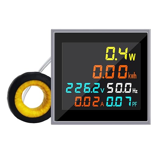 KETOTEK AC Current Voltage Amperage 6in1 Power Energy Monitor LCD Digital Display Voltmeter Ammeter AC 50.0-300.0V 100A Mini Multimeter Volt Amp Watt Meter with Current Transformer CT