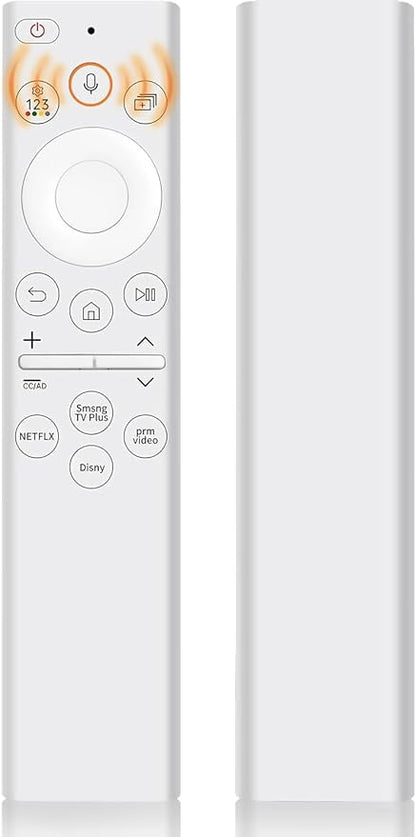 Replacement Voice Remote Control for All Samsung TVs, Universal Remote for All Samsung TV Curved Frame UHD QLED LED 4K 8K Smart TVs, 4 Shortcut Buttons, White
