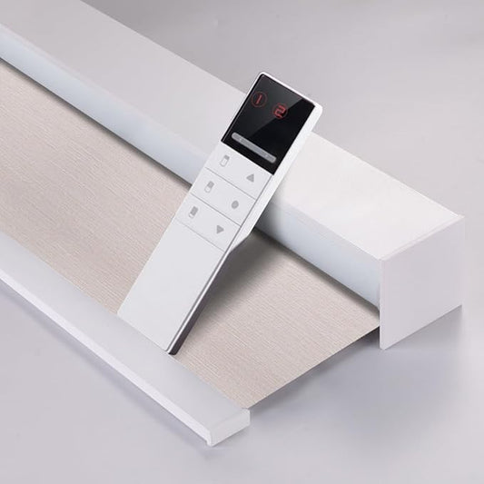ZSHINE Motorized Blackout Roller Blinds Customize Width Remote Control Wireless and Rechargeable Roller Shades for, Home, Office, Hotel,Restaurant and Cinema(82067A)