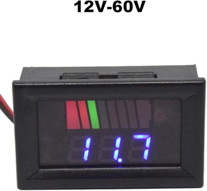 Battery Charge Level Indicator Universal Car Battery Capacity Meter Tester Checker 12V-60V Blue Car Battery Tester Motorcycle Battery Checker Battery Fuel Gauge Indicator Battery Capacity Meter Teste
