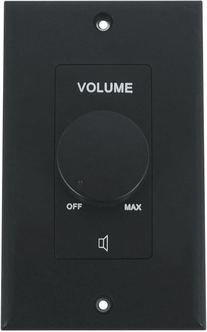 Rockville VOL70200 Black 200W 70V Volume Control Zone Controller, Single Gang, 12-Step Attenuation, Detachable Euro-Block, for Multi-Zone Audio Systems