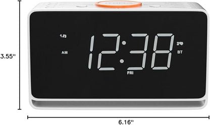 iTOMA Alarm Clock Radio, 1.4" White LED Display Clock with Bluetooth, FM Radio, Dual Alarm, Sleep Timer, Snooze, Auto & Manual Dimmer, USB Charger and Night Light CKS718
