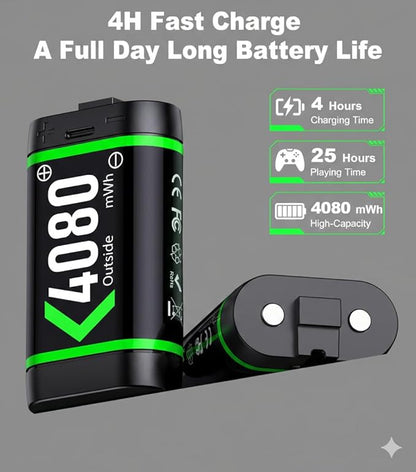NinjajoyOX Batteries Cases and Storage Sets with Charger Dock for Xbox, 6-Pack Rechargeable Battery Pack for Xbox Series X|S/Xbox One/Elite, 4-Slot Controller Charger Station with Light Touch Control