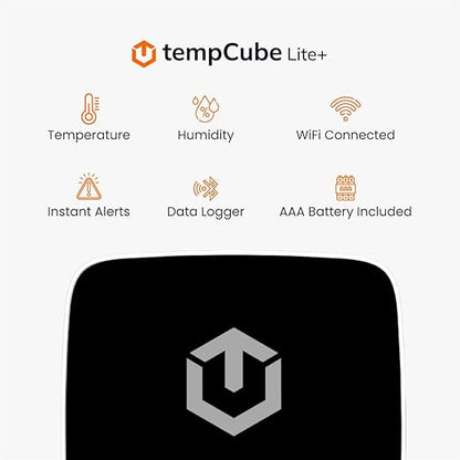 tempCube Pack of 2 WiFi Temperature & Humidity Sensor | Connects 2.4 GHz – Real-Time 24/7 Monitoring | No Subscription | Data Logger | Unlimited Text/Email Alerts | Freezer, Medical & Food Storage