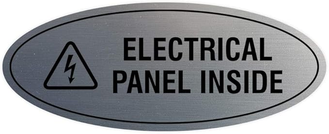 Signs ByLITA Oval Electrical Panel Inside Sign (Brushed Silver) - Large 2 Pack