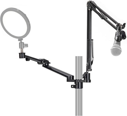 TARION Modular Desktop Arm Set - 18"/45 cm Adjustable Arm with Spigot Mount for COB Lights + 29.4"/75 cm (Max) Mic Boom Stand for Microphone Compatible with 35 mm Rods - Titanrig Arm Y