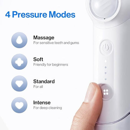 usmile C10 Portable Water Flosser – Travel-Friendly, 95-Day Battery, 4 Modes, 360° Nozzle, 180ml Tank, IPX7 Waterproof, Dentist-Recommended for Braces, Implants & Sensitive Gums (White)
