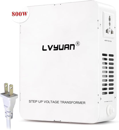 LVYUAN 800W Voltage Transformer Step Up/Down Converter, 110V/120V to 220V/240V, 800W Power Capacity, Circuit Breaker Protection