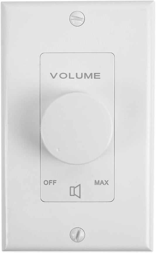 Rockville VOL70100 100 Watt 70V Wall Volume Control Zone Controller, White, 11-Step Rotary Dial, Euro-Block Terminal, Dust-Protected Circuit, for Commercial and Home Audio