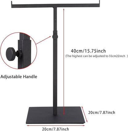 Polmart Countertop Adjustable T-Bar Display Stand Stand for Handbags, Wreaths, Hats, Scarves, Jewelry & Crafts，Wear-resistant, quiet and sturdy metal base – Black