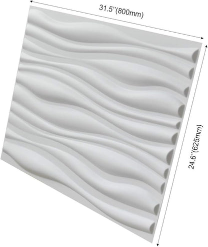 Art3d Decorative 3D PVC Wall Panel for Interior Décor, 6-Pack 24.6 x 31.5 in., Wave 2