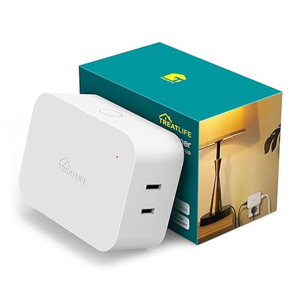 Alexa Smart Dimmer Plug, Treatlife Plug-in Lamp Dimmer Switch for Dimmable LED, CFL, Halogen and Incandescent Bulbs, Lamps, String Lights, Max Power 300W, Dual Outlets, 2.4GHz WiFi Only