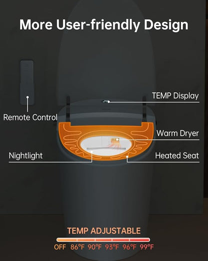 EPLO Smart Toilet Bidet with Tank,Foam Shield,Blackout Flush,Dual Auto Flush,Heated Seat,Air Dryer,Modern Elongated Japanese One Piece Bidet for Bathrooms E18