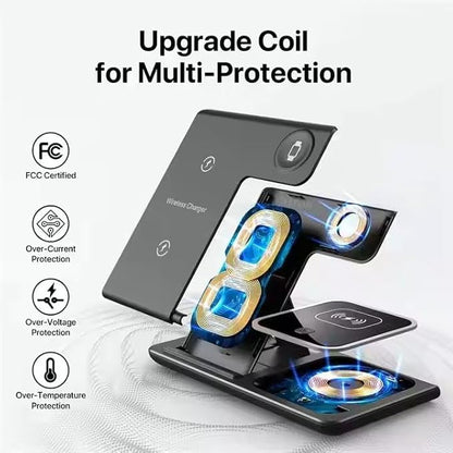3-in-1 Wireless Charger for iPhone 16/15/14/13/12/11, Apple Watch All Series, AirPods 2/3/4/Pro – Wireless Charging Station for Multiple Devices Apple