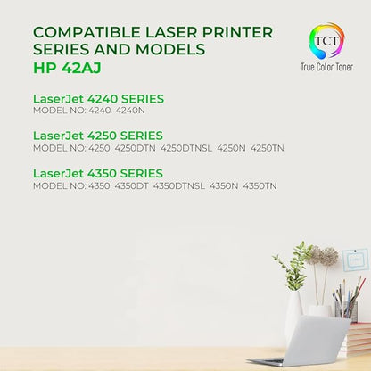 TCT 42AJ Jumbo Toner Cartridge - Compatible Replacement for HP 42AJ Q5942A Jumbo Yield Black Works with HP LaserJet 4240 4240N 4250 4250DTN Printers (15,000 Pages)