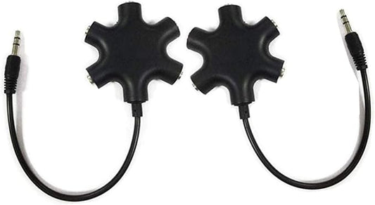 Headphone Audio Splitter 5 Ways Adaptor 3.5mm Audio Stereo Splitter Cable Male to 5 Port 3.5mm Female for Earphone and Headset Adapter for iPhone Samsung LG Smartphones (2, Black)