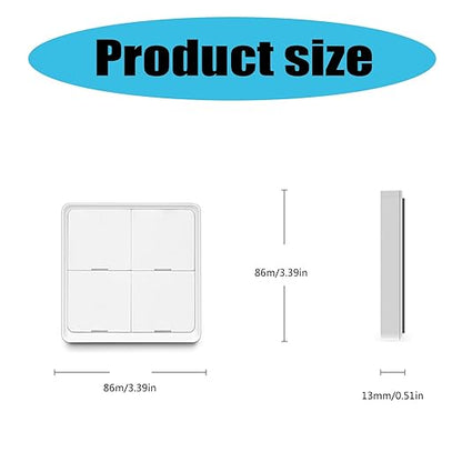 House Automation Scene Controller with 4 Programmable Button ABS Switches Wall Mounted Compact Remote for Devices