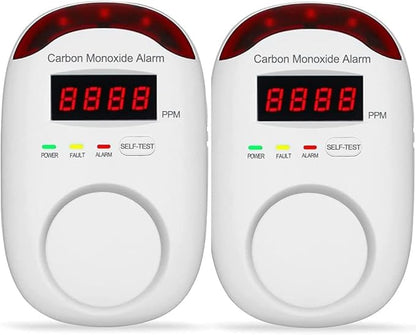 Carbon Monoxide Detector Insertion, Vzmcov CO Detector, LED Display Screen Voice Alarm, Suitable for Home Kitchen, Office, Hotel Garage, Living Room, Bedroom -1 Package (co, 2 of Them)