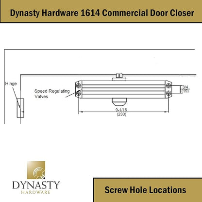 Dynasty Hardware Door Closer, Grade 1 Heavy Duty Commercial Hydraulic Closer, Self-Closing, Adjustable Spring Size 1-4, ADA Compliant, Surface Mount, Sprayed Duronotic Bronze, Series 1614