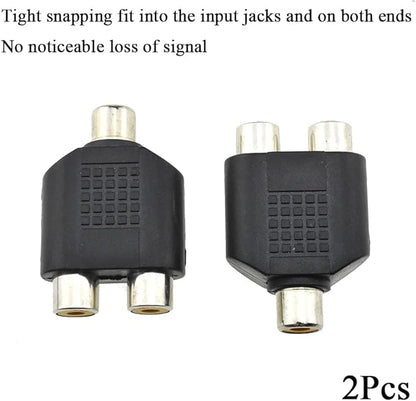 HAHIYO 3 RCA F-2x3.4 RCA F Stereo Plug Interconnect Audio One Male 3.4mm(1/8inch) Two Male 3mm(1/8inch) Adapter Splitter Good Signal Sound Snap Tight Not Wobble for Headphone Guitar Black 2pcs