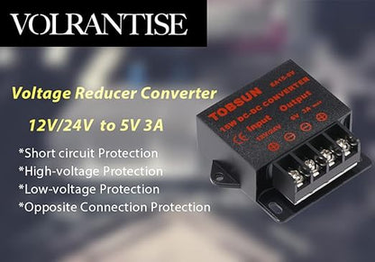 DC 12V/24V to 5V 3A Step Down Converter - 12V Voltage Regulator Buck Converter Power Supply Transformer (12V/24V to 5V 3A)