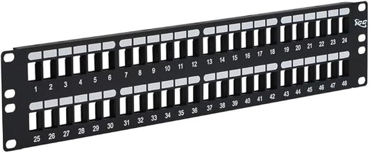 ICC 48 Port Blank Keystone 2U Patch Panel with 19” Metal Rackmount Housing for Slim Profile Keystone Jacks (Sold Separately), UL Listed, IC107BP482