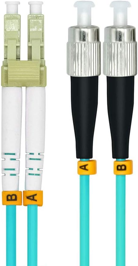 Jeirdus 3Meters 10ft LC to FC Duplex 50/125 10G OM3 Multi-Mode Fiber Optic Cable Jumper Optical Patch Cord LC-FC