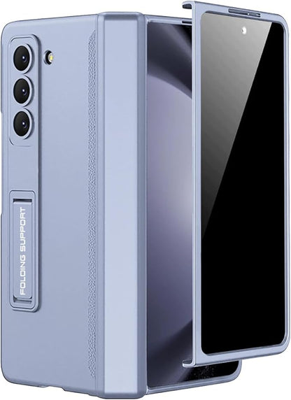 Miimall for Samsung Galaxy Z Fold 5 Case with Privacy Screen Protector, Built-in Adjustable Kickstand & Magnetic Hinge Protection All-Inclusive Protective Case for Galaxy Z Fold 5 5G(Ice Blue)