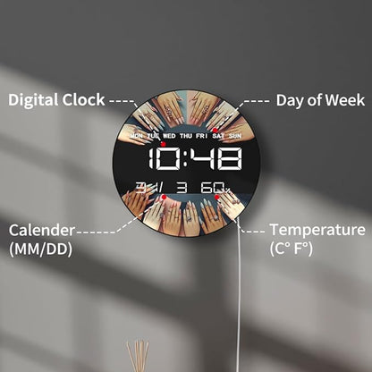 Timethink 12 Inch Nail Salon Digital Wall Clock Large Display, Nail Room Electric Wall Clock Auto-Brightness, Date, Temperature, 12/24hr, USB Powered for Nails Studio Beauty Salon Nail Technician Gift