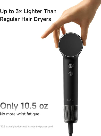 Laifen MINI Hair Dryer, Lightweight and Compact High Speed 200M Ionic Blow Dryer with 110, 000 RPM Brushless Motor for Fast Drying, Low Noise, Hairdryer with Magnetic Nozzle, Child Mode