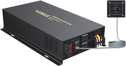 WZRELB 5000W 24VDC 120VAC Pure Sine Wave Power Inverter, 2 AC Outlets, Wired Remote Control, RV (RBP-500024WR)
