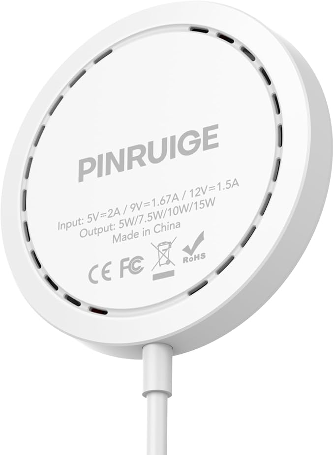 Magnetic Wireless Charger for iPhone 15W Wireless Charger Fast Mag Safe Wireless Charging Stand Pad Compatible for iPhone 16/16 Pro/Pro Max/15/14/13/12/Pro with Wall Charger for USB-A Converter, White
