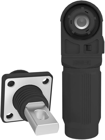 1 Set Battery Energy Storage Connector, Quick Plug Terminal High Current Connectors Copper Plate Wiring Adapter Right Angle Plug and Socket IP67 Waterproof Power Connector 150A 35mm² (150A, Black)