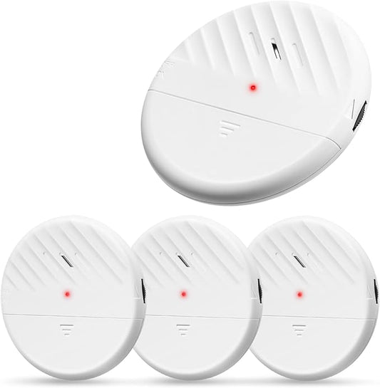 WSDCAM Glass Break Sensor Alarm 125dB Ultra-Slim Wireless Glass Break Detector Window Alarm Vibration Sensor for Home Window and Door Security - 4 Pack
