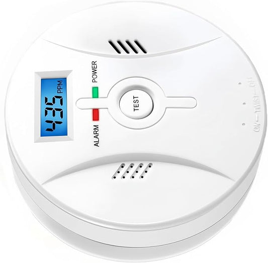 Carbon Monoxide Detector, Carbon Monoxide Alarm (Batteries Not Included), Test Function and LCD Display for Home Use