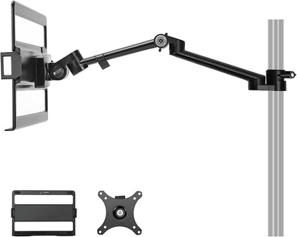TARION Modular Desktop Arm Mount - 48cm / 19" Single Desk Stand with Tablet Holder & VESA Mount for Laptop Monitor 360° Adjustable - Compatible with 35mm Rod Lite Z Desktop - Titanrig Arm X